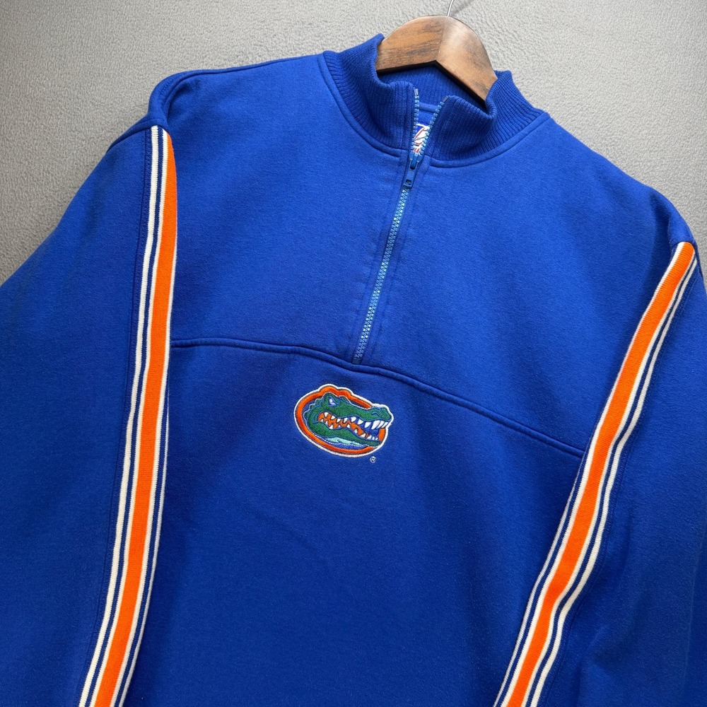 Florida Gators Quarter Zip Pullover Logo Y2K Athletic Men L Blue NCAA Sweatshirt